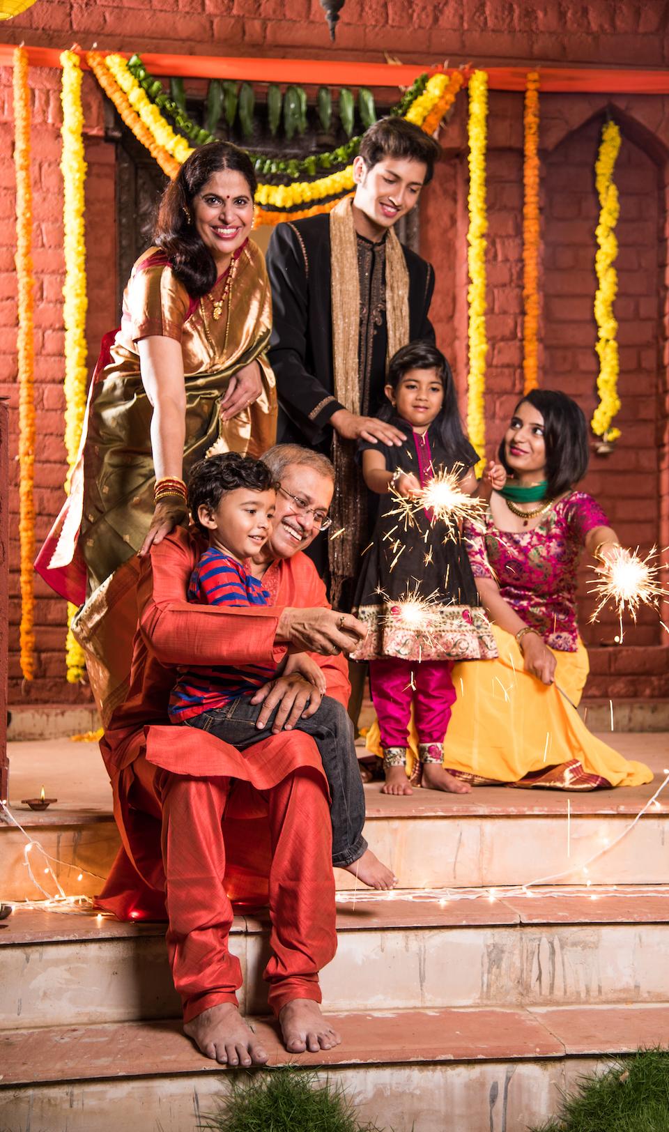 Celebrating Diwali with homestay family in India